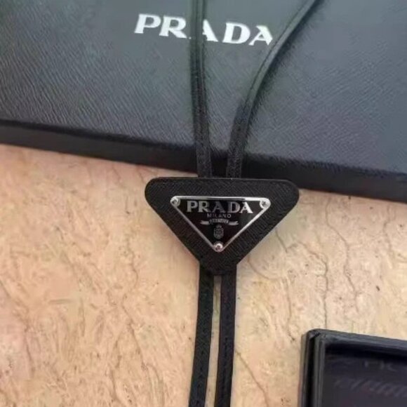 Prada Saffiano Leather Bolo Tie Unisex - Picture 1 of 4